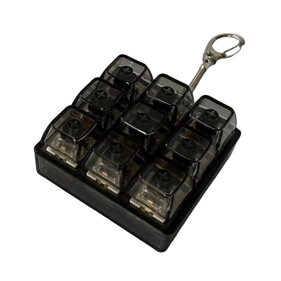 YIFAEUX 9 Keys Keyboard Fidget Keychain Stress Anxiety Relief Portable Travel Quiet Kids Adults Mechanical Keyboard Clicking Sensory Keycap Toy