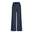 thumbnail image 4 of REALiKUN Women Casual Wide Leg Pant Elastic Waist Wide Leg Linen Pant Loose Long Palazzo Trousers with Pockets, 4 of 6