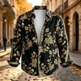 thumbnail image 5 of Mens Vintage Floral Lapel Long Sleeve Shirt, Soft Button Down Blouse, Retro Street Travel Casual Men Shirt, 5 of 5