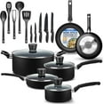 thumbnail image 1 of SereneLife Kitchenware Pots & Pans Basic Kitchen Cookware, Black Non-Stick Coating Inside, Heat Resistant Lacquer (20-Piece Set), One Size, 1 of 7
