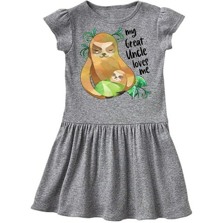 

Inktastic My Great Uncle Loves Me Cute Sloth and Baby Gift Toddler Girl Dress