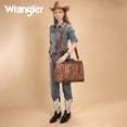 thumbnail image 5 of Wrangler Western Large Tote Bag for Women Tooled Embossed Shoulder Crossbody Handbag, Brown, 5 of 6