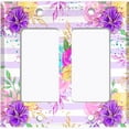 thumbnail image 6 of Metal Light Switch Plate Cover Floral Pastel Teal Striped Pattern FLW010, 6 of 13