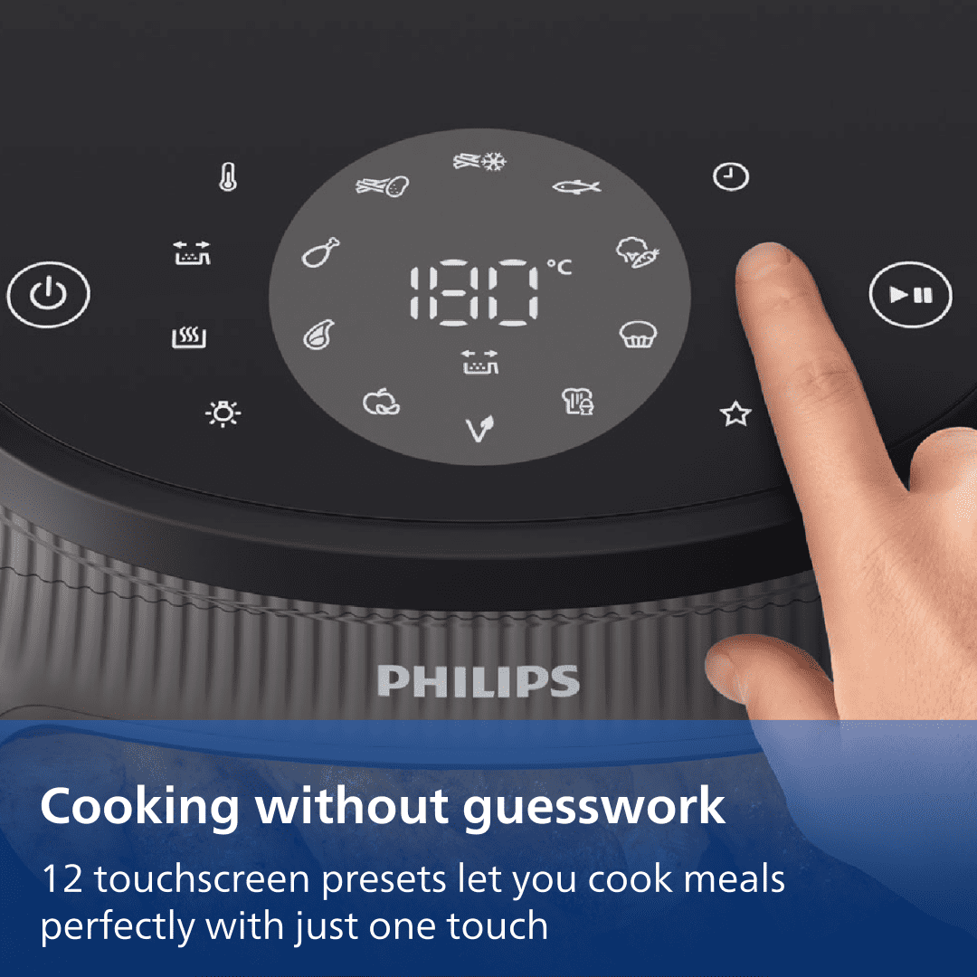 Philips 3000 Series Airfryer with Window, 7.6 Qt (7.2L) Capacity, Black, Silver Handle