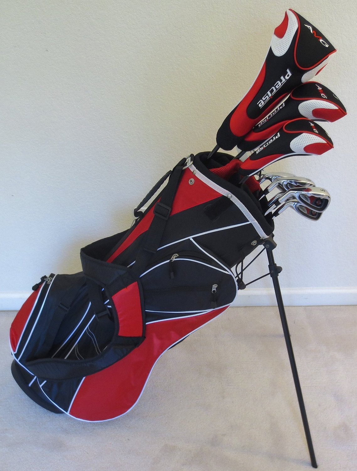 Mens Left Handed Complete Golf Club Set Driver, Wood, Hybrid, Irons, Wedge, Putter Deluxe Stand