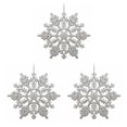thumbnail image 3 of Yuarrent 12 piezas Home Hotel al aire libre Navidad copo de nieve decoración colgante vacaciones festival fiesta reutilizable plata Plata 3piezas Yuarrent CBP042903, 3 of 6