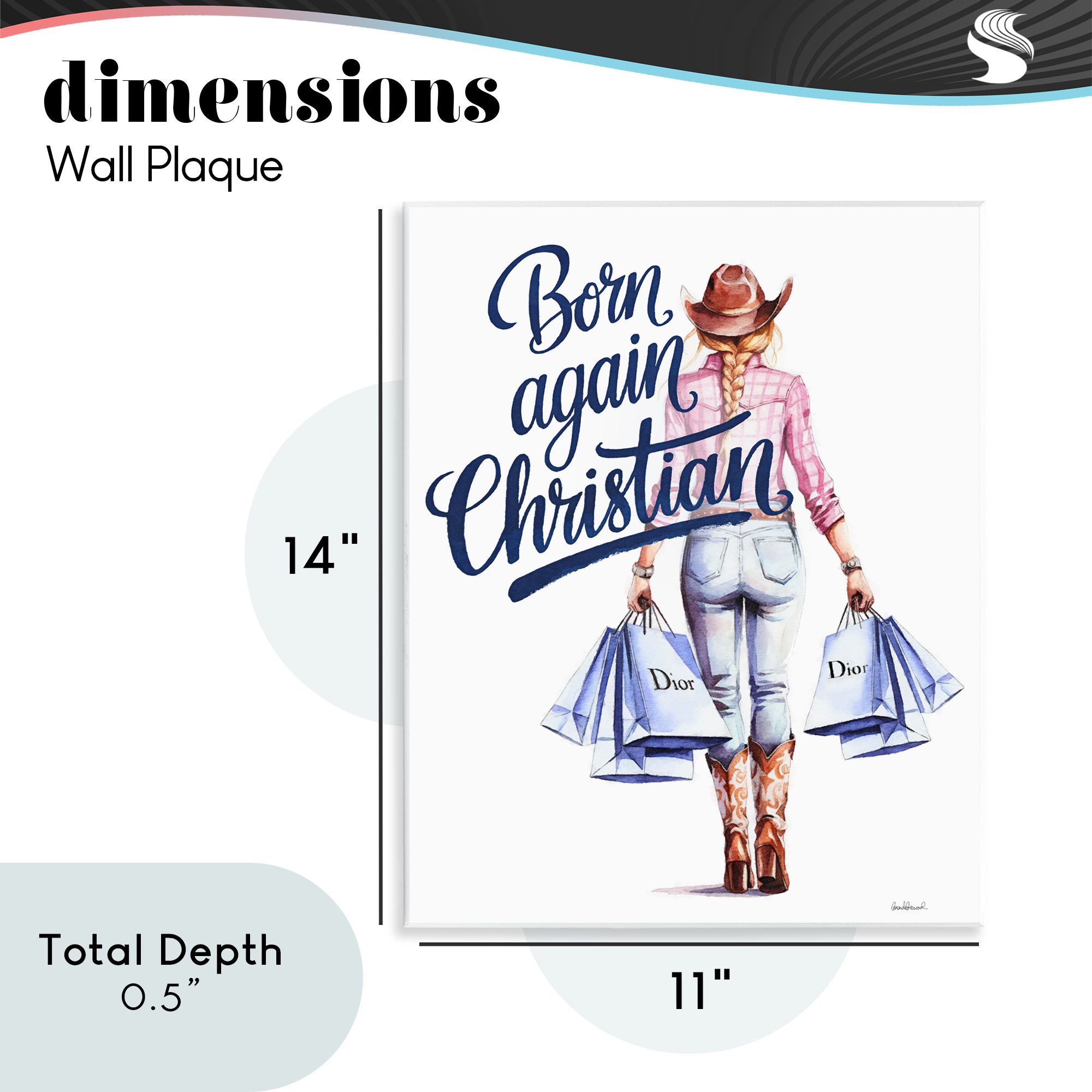 Born Again Christian Cowgirl Wall Plaque Art, design by Amanda Greenwood