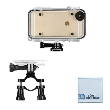 eCostConnection Extreme Sports Waterproof Case for iPhone 6,6S + Handlebar & Seatpost Mount for Bikes + Microfiber