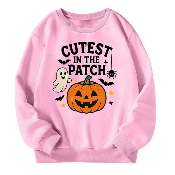 Aihuaihua Halloween Girls Hoodies Pumpkin Print Long Sleeve Pullover Sweatshirt for Kids Casual Warm Fall Outfits Comfortable and Cute Apparel 5-6 Years