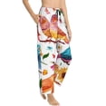 thumbnail image 2 of Disketp Flowers Birds And Butterflies Print Women'S Comfy Pajama Pants Casual Drawstring Palazzo Lounge Wide Leg Pants, 2 of 9