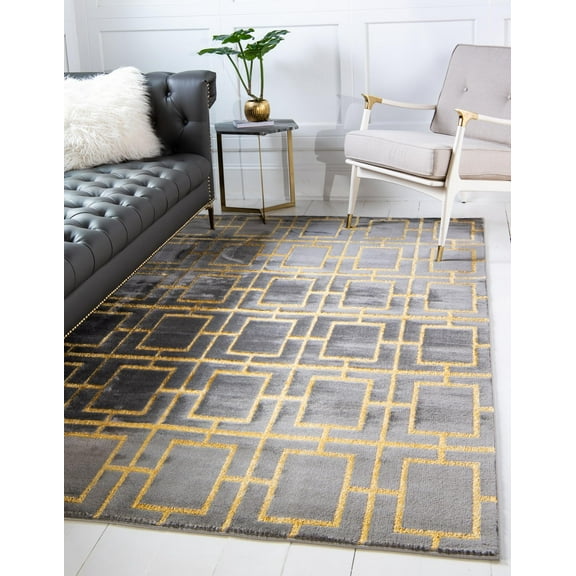 Rugs.com Marilyn Monroe™ Glam Trellis Collection Rug – 3' x 5' Gray Gold Medium Rug Perfect For Entryways, Kitchens, Breakfast Nooks, Accent Pieces