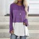 thumbnail image 4 of Camiseta Mujer Manga Larga Cuello Redondo Contraste De Algodón De Color Top, Morado, S Monstrate AP000711-04, 4 of 7