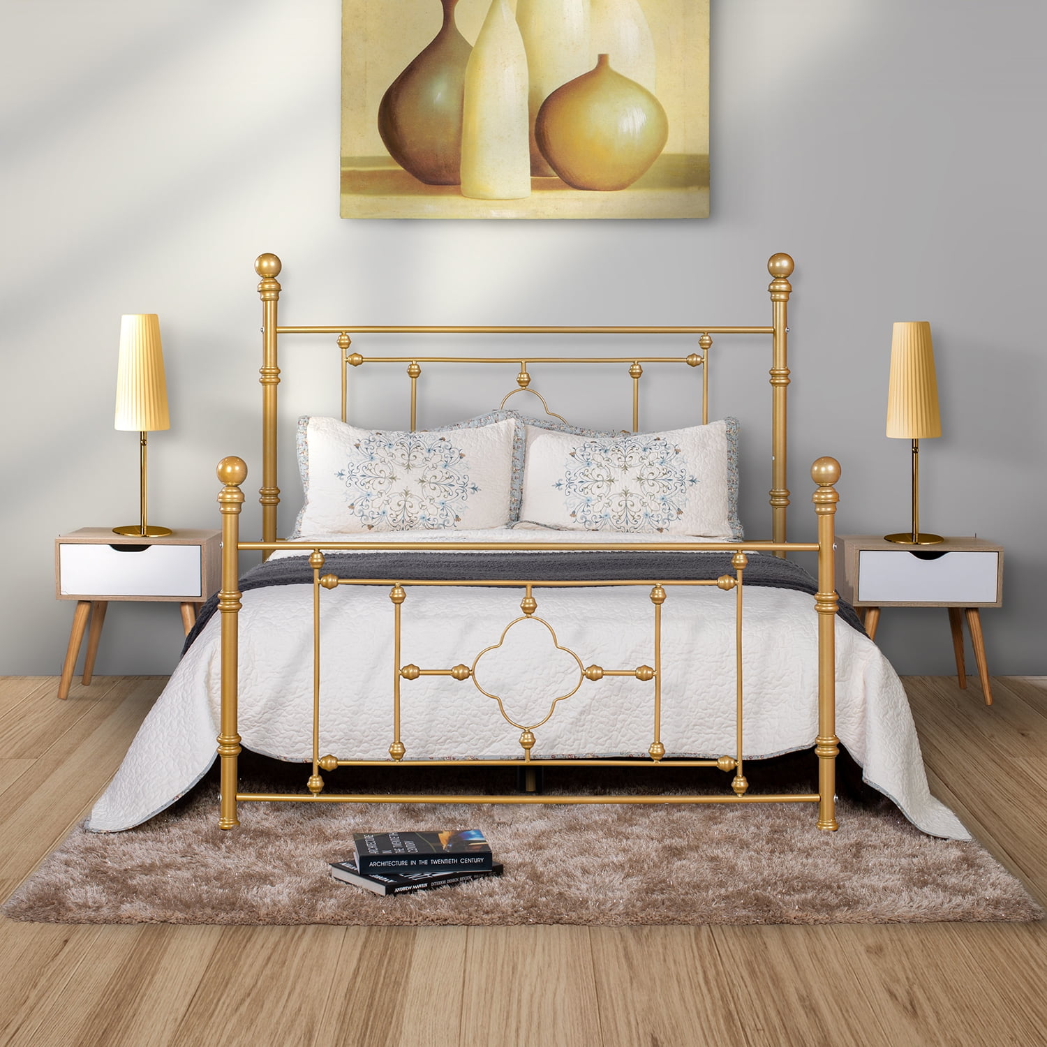FurnitureR Full Metal Platform BedGold Walmart Canada