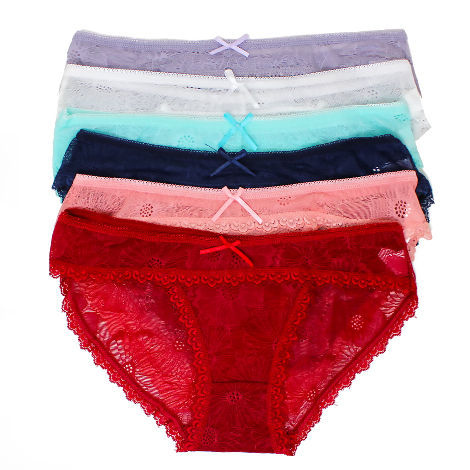 Rose - Rose 6 Pack of Women's Regular & Plus Size Lace Boyshort Panties ...
