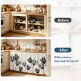 thumbnail image 4 of Vintage Tulip Cabinet Curtain 35"Wx35"L, Dustproof Under Sink Skirt with Self Adhesive Tape, Black Grey Beige Bloom Flower Floral Cabinet Curtain Cover for Kitchen Sink, Bathroom Vanity, Laundry Room, 4 of 9