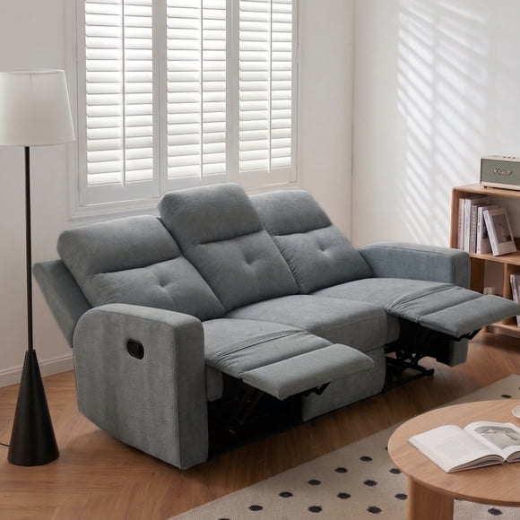 SOFÁ RECLINABLE MOON 3 PLAZAS GRIS OXFORD