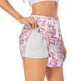 thumbnail image 3 of Lsque Breast Cancer Ribbons Awareness Printed Women's Running Shorts with Liner Pockets,Elastic Quick Dry Workout Athletic Gym Yoga Shorts,Womens High Waist Shorts-Large, 3 of 9