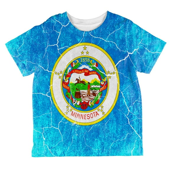 Minnesota Vintage Distressed State Flag All Over Toddler T Shirt Multi 2T