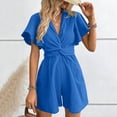 thumbnail image 6 of Jerdar Outfits for Women Summer Casual Short Sleeve Button Down Tops Blouses Shirts and Shorts Set with Pockets Jumpsuit M, 6 of 6