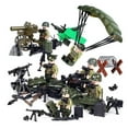 thumbnail image 1 of WW2 American Army Minifigures 6 Soldiers WWII With Multiple Equipment Parachute Building Blocks Toy Set, 1 of 5