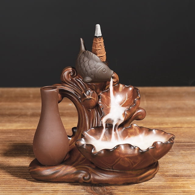 Dekaim Incense Burner Decor Classical Type Fish Ceramic Incense Holder Backflow Burner Home Office Decoration Gift