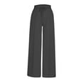 thumbnail image 5 of Women's Plus Size Long Pants Wide Leg Fleece Sweatpants Drawstring Bottoms with Pocket High Waist Trousers Casual Loose Jogger Staright Bottom Casual Outfit Lounging Cargo Lounge Pant, 5 of 6