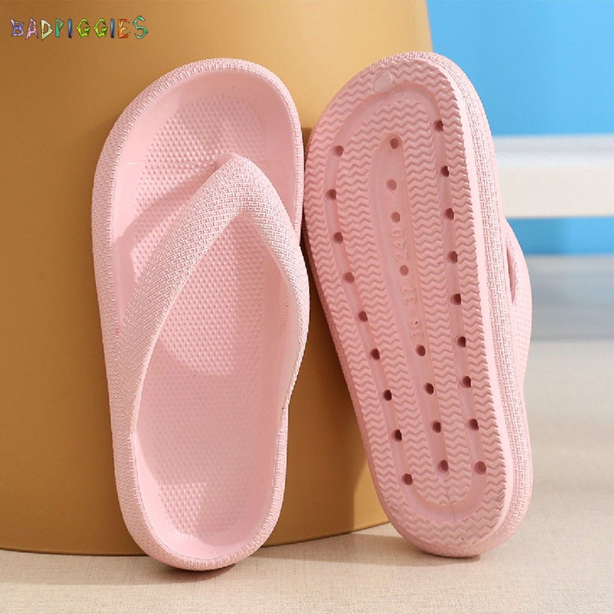 BadPiggies Anti-Slip Flip Flops Thong Sandals Pillow Slippers for Women Men House Slides Clouds Shower Shoes