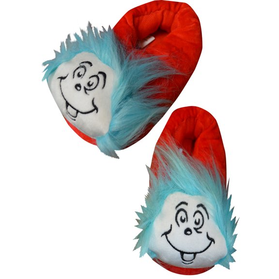 MJC Boys Dr Seuss Thing 1 and Thing 2 Kids Plush Slippers (2/3)