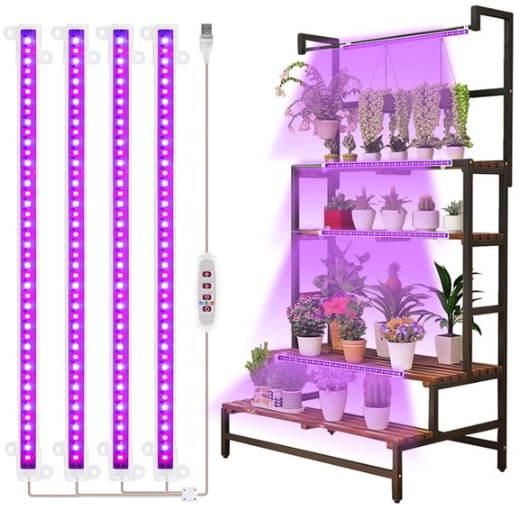 LED Plant Growing lamp, Red Blue Full Spectrum 42-288 LEDs Grow Light Strips for Indoor Plants with 8/12/16H Timer & 5 Dimmable Levels, USB Plug-in Led Growth Light for Shelves Hydroponics Succulent