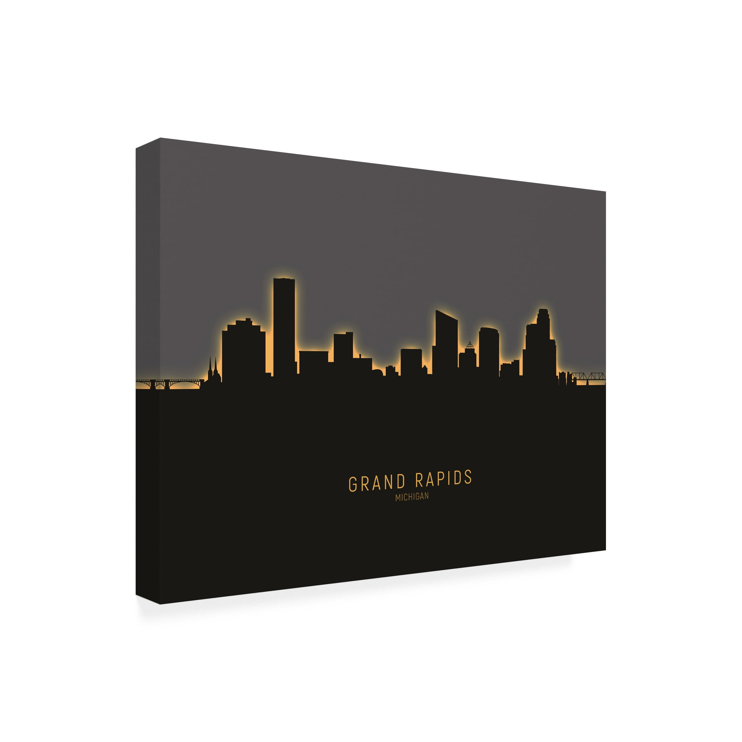 Michael Tompsett 'Grand Rapids Michigan Skyline Glow II' Canvas Art