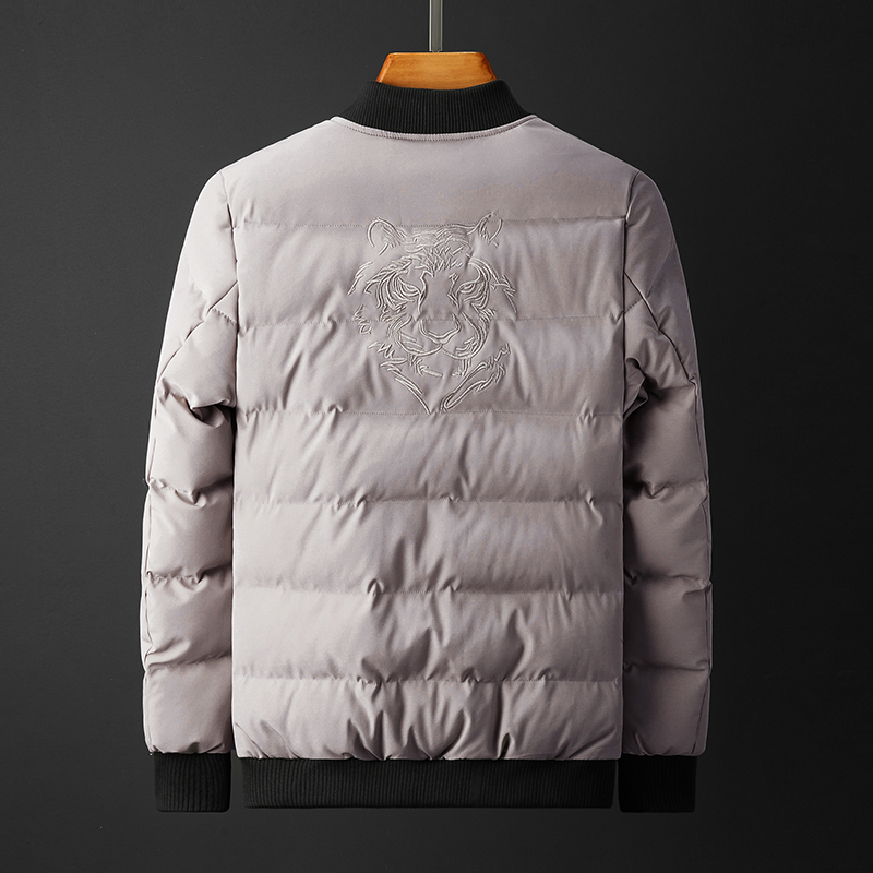 Men's Thicken Cotton Jacket, Winter Baseball Collar Jacket Warm Coat Sweatshirt Jacket Outwear Coat, Winter Cotton Clothing Heating Cotton Jacket with Embroidery Design - image 3 of 8
