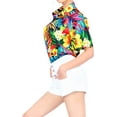 thumbnail image 3 of LA LEELA Women's Button Down Blouses Casual Summer Beach Party Short Sleeve Vacation Blouse Shirt Dressy Blouses Hawaiian T Shirts for Women S Tropical Hibiscus Floral, Black, 3 of 4