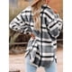 thumbnail image 5 of Chaqueta de Franela A Cuadros para Mujer, Ideal para Otoño Camisa de Larga con Botones y Bolsillos Laterales Negro L, 5 of 7