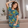 thumbnail image 3 of Fuzoiu Animals In Camping Print Women Nightgowns, Soft Comfy Lightweight Short Sleeves Sleepwear,Crew Neck Loungewear, 3 of 6