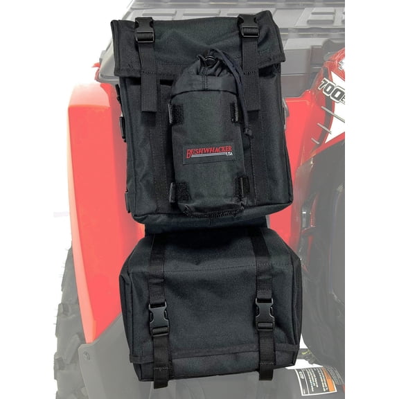 Bushwhacker ATV Fender Bag – Black Cargo Storage Pack for Front & Rear Fender or Beside Tank Rack – Durable, Water-Resistant UTV Gear Organizer for Roll Cage & Bars