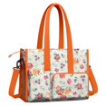 thumbnail image 2 of Teacher Tote Bag,Pioneer Flower Floral Print Pattern Teacher Utility Tote Bag,Large Work Tote Bags for Women with Multiple Pockets,Top Zipper Closure,13.8x10.6x6.7 Inch, 2 of 5