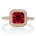 thumbnail image 3 of 2.50 Carat Perfect Princess cut Ruby and Diamond Trio Halo Wedding Ring Set on 10k Rose Gold, 3 of 3