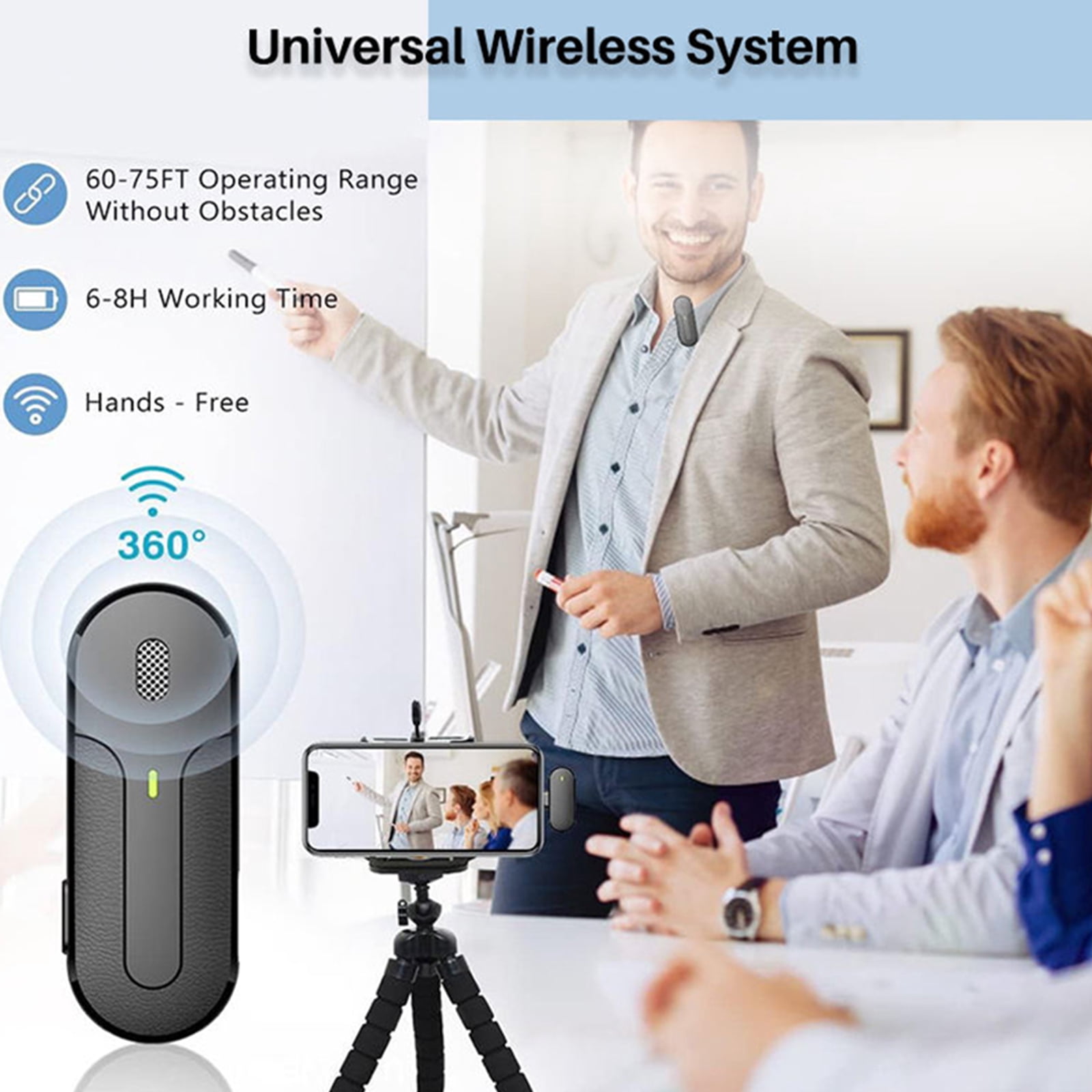 navor Wireless Lavalier Microphone with Charging Case – Dual Clip-On Mics, Lightning Receiver, 40H Battery, Noise Reduction, Plug & Play