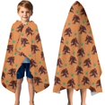 thumbnail image 3 of Orange Bigfoot and Grass Pattern Hooded Bath Towel，50"x30" for Ages 3 To 12 Kids, Quick Dry Lightweight Soft Microfiber Hood Beach Towel Cover Up for Kids, 3 of 7
