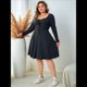 thumbnail image 5 of Vestido Casual de Mujer de Talla Grande con Cuello Cuadrado, Larga y Canalé. Gris Oscuro XXL, 5 of 9