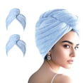 thumbnail image 1 of Agkxhdec Toalla De Microfibra Turbantes Para El Cabello Para Secar El Cabello Húmedo Envoltura Para El Cabello Para Mujeres (El Color De La Imagen Es Solo Como Referencia) (Azul Azul), 1 of 5