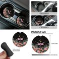 thumbnail image 6 of Renewold Dragonfly Moon Flower Pink Car Seat Covers Set of 15, Steering Wheel Cover Seatbelt Cushion Pad Trash Bin Mount Sunglasses Holder Rearview Mirror Cover Cup Holder Key Chain Car Accessories, 6 of 7