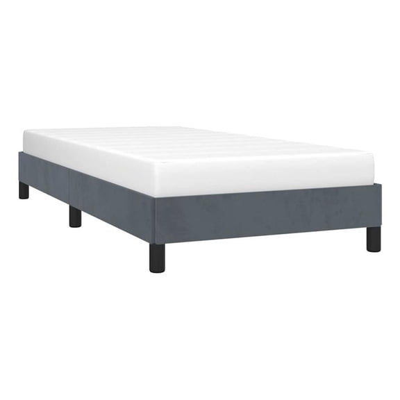 Bowery Hill Engineered Wood Velvet Twin Bed Frame in Dark Gray