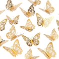 thumbnail image 1 of 12 Unids/set De Oro 3D En Polvo De Plata Mariposa Decoración De Pastel Princesa Fiesta De Cumpleaños Pegatinas 3D Ropa De Cama Para Niñas Gao Jiahui unisex, 1 of 2