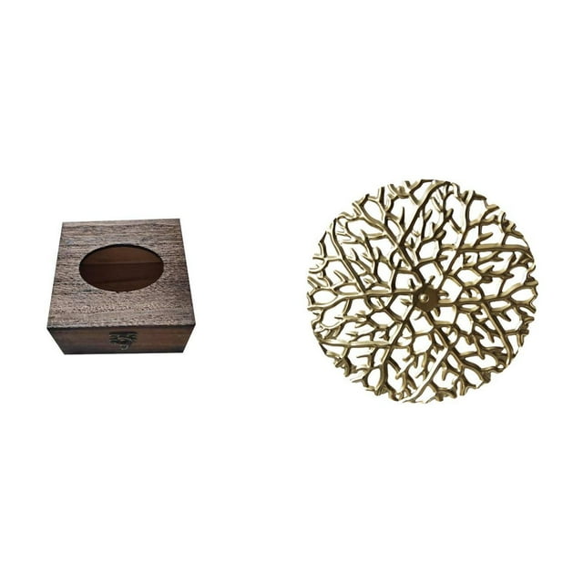 Estuche de pañuelos de escritorio,Caja de pañuelos faciales de madera estilo retro,Escultura colgante de pared,Decoración de pared metálica para sala de estar,dormitorio y exteriores,Disco