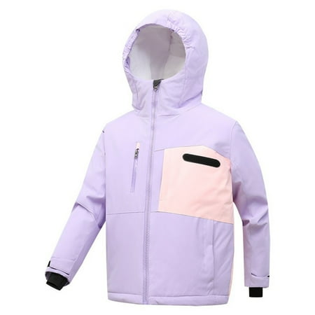 Ruyang Boys Girls Ski Jackets School Puffer Coat Winter Padded Warm Hooded Outwear Pockets Zip Up Thermal Sports Coats