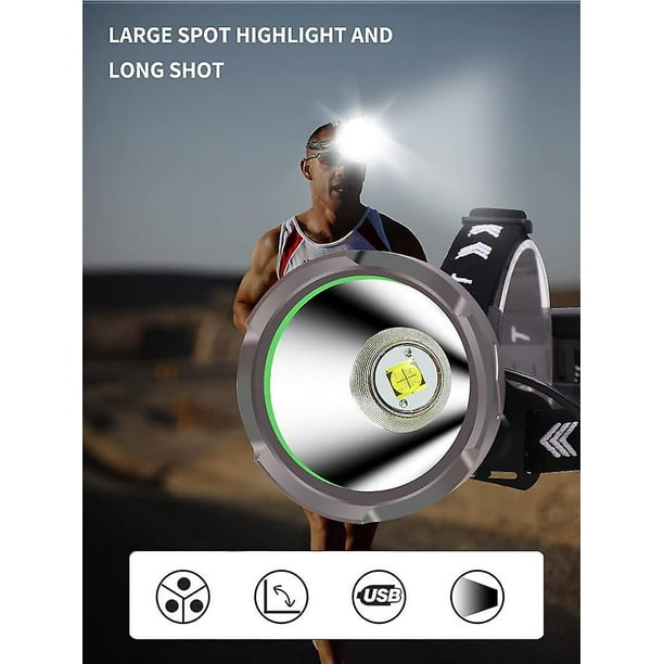 Lampe Frontale Led Rechargeable Puissante 15000 Lumens, Weslite