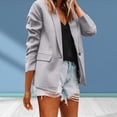 thumbnail image 4 of Ladies Workoffice Blazer Single Breasted Blouse Lapel Notched Elegant Cardigan Button Down Fashion Jacket Solid Color Fitted Suit Mid Length Leisure Outwear, 4 of 6