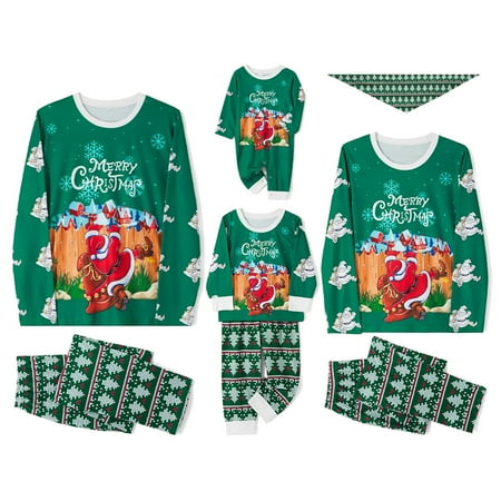 

Aunavey Christmas Family Matching Pajamas Women Jammies Men Homewear Sleepwear Long Sleeve Xmas Pjs Set