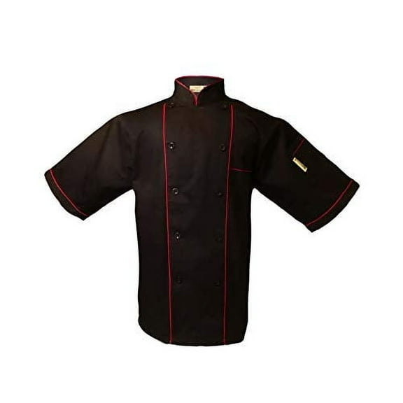 UScarmen Uniform Chef Coat Unisex Short Sleeve Catering Jackets 019-13 or Chef tie ( Black Large )